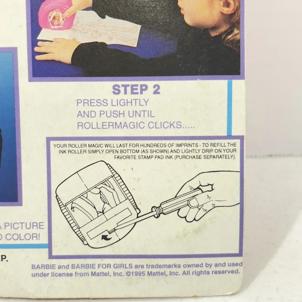 Vtg 1995 Barbie Roller Magic -Rubber Stamper Vintage Toy NOS TARA